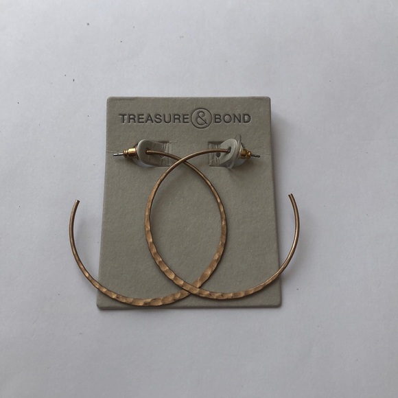 Treasure & Bond Hammered Hoop Earrings Gold - Picture 3 of 5